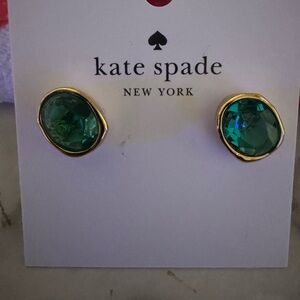 Kate Spade Emerald Green and Gold Stud Earrings